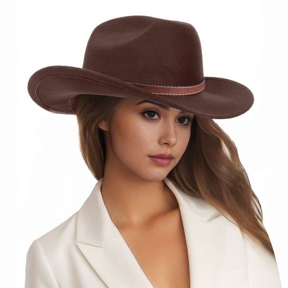 Chapeau de Cowboy Western pour Femmes Hommes à Grand Bord Soleil Plage Extérieur Style Cattleman