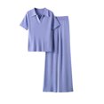 thumbnail image 1 of Ensembles Assortis de Détente pour Femmes, T-Shirts à Manches Courtes à Col Rond, Pantalons Amples à Jambes Larges, Pyjamas, Ensembles de PJs, Vêtements d'Été pour Femmes, 1 of 7