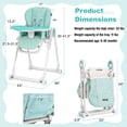 thumbnail image 3 of Babyjoy Baby High Chair Foldable Feeding Chair w/ 4 Lockable Wheels Green, 3 of 8