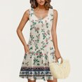 thumbnail image 1 of Ovzne Robes Grande Taille pour Femmes aux Formes Robe d'Été Robe Décontractée et Tendance pour Femmes Imprimée Col Rond Sans Manches avec Poche Robe Courte Décontractée Robe de Vacances Imprimée Liquidation, 1 of 7
