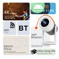 thumbnail image 3 of Projecteur 4K Ultra-Portable J1 avec Mise au Point Automatique et Correction de Trapèze, Rotation à 360°, Android 11.0, Wi-Fi/BT5.1, 150 Lumens LED, Écran de 30-150 Pouces, Support Intégré - Projecteur de Cinéma Maison Blanc à Prise US, 3 of 6