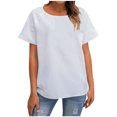 thumbnail image 1 of Yuyuzo Womens T Shirts Plain Short Sleeve Shirts Round Neck Tops Solid Color Basic Summer Tees, 1 of 7
