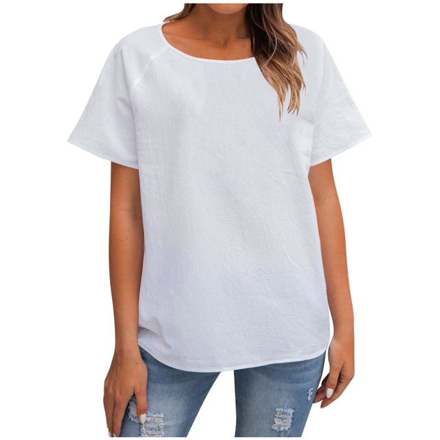Yuyuzo Womens T Shirts Plain Short Sleeve Shirts Round Neck Tops Solid Color Basic Summer Tees