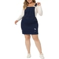 thumbnail image 1 of GRACE & GRANDEUR Robe à Bretelles Décontractée en Denim pour Femme Grande Taille à Bretelles Ajustables 3X Bleu Foncé, 1 of 6