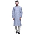 thumbnail image 1 of Atasi Printed Long Kurta For Men With White Churidar Pyjama Set Traditional Wear, 1 of 1