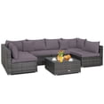 thumbnail image 1 of Patiojoy 7 Pcs Outdoor Patio Furniture Set All-Weather PE Rattan Sofa Set w/Coffee Table & Cushions Gray, 1 of 8