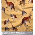 thumbnail image 1 of Soimoi Orange Modal Satin Fabric Kangaroo & Giraffe Animal Print Sewing Fabric Yard 42 Inch Wide, 1 of 3