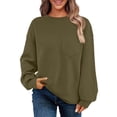 thumbnail image 1 of Chandail en Molleton Ultra Doux Texturé pour Femmes Col Rond Manches Longues Tuniques Blouses avec Poches Confort Décontracté Athlétique Chandail Blouses Tenues Automne Hiver, 1 of 7
