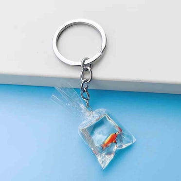 TIMIFIS Keys on A Chain Clear Resin Fish Cute Resin Fish Key Chain Water Bag Fish Key Ring Keychains for Women Men