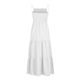thumbnail image 2 of Robe Bohème pour Femmes Robe Bohème pour Femmes à Bretelles Spaghetti, Smockée, à Étages, Longue, de Plage, Soleil, Sans Manches, Unie, Robe Maxi, 2 of 7