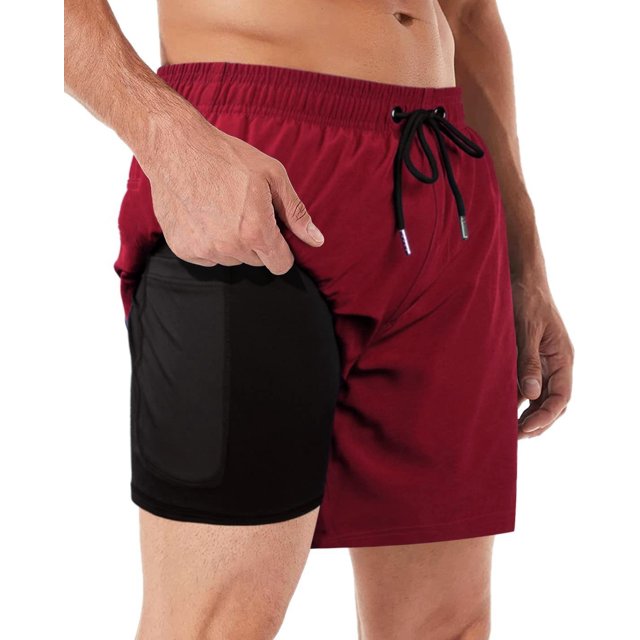 Shorts de Bain pour Hommes 5 Pouces à Séchage Rapide avec Poche Zippée de Compression