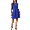 thumbnail image 1 of INSPIRE CHIC Robe Patineuse de Fête pour Femme en Maille Transparente à Manches Transparentes avec Cœurs S Bleu Royal à Pois, 1 of 6