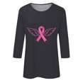 thumbnail image 4 of Jsaierl Hauts Graphiques à Ruban Rose pour Femmes, Chemises contre le Cancer du Sein, Manches 3/4, Col Rond, chandail-Over, T-Shirts de Lutte contre le Cancer, Blouses d'Octobre, 4 of 5