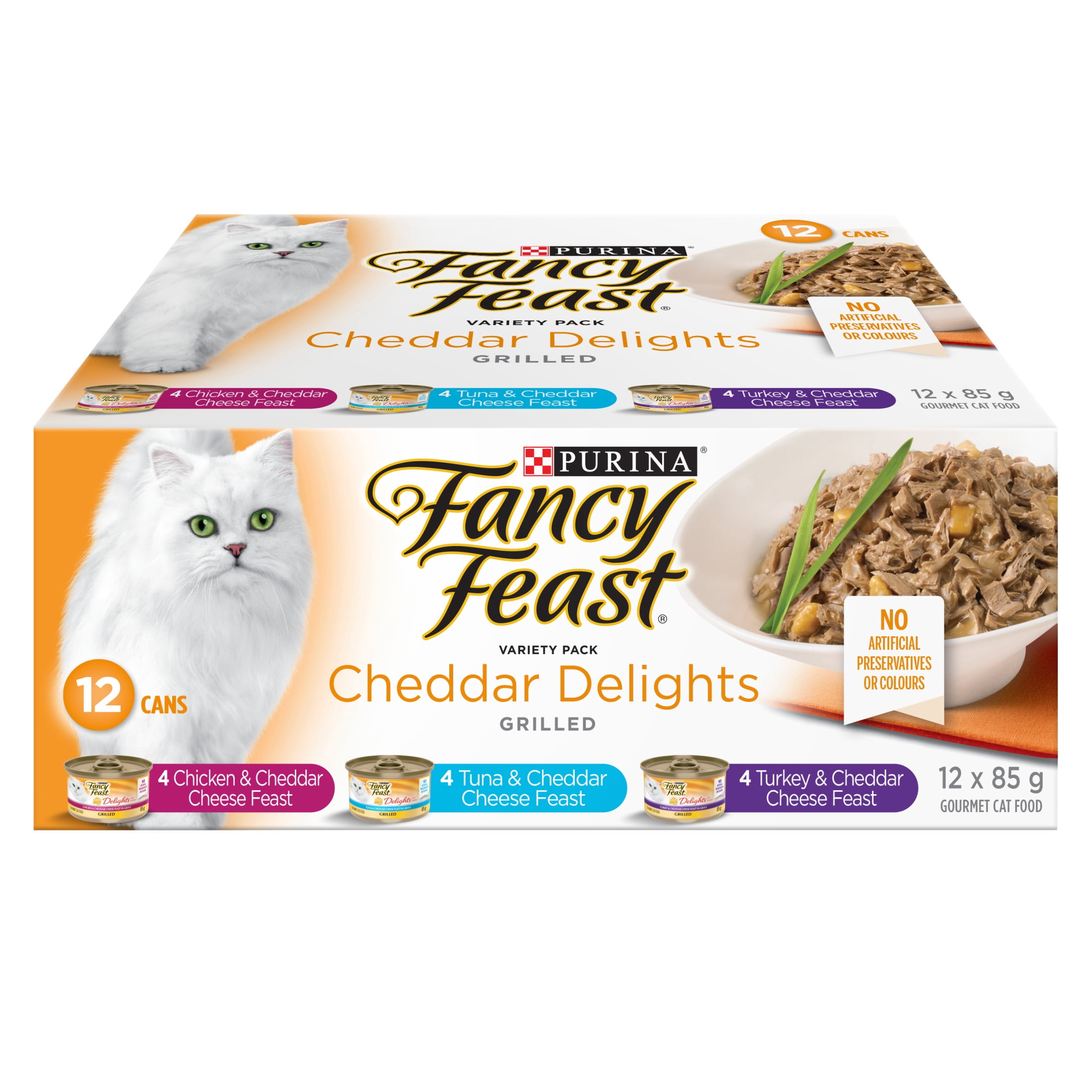Fancy Feast Cheddar Delights Grilled Variety Pack, Wet Cat Food 12 X 85g