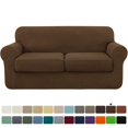 thumbnail image 1 of CHOK 2024 Housse de Sofa Extensible à Texture Quadrillée Housse de Canapé avec Housse de Coussin Séparée (Sofa Gris), 1 of 5
