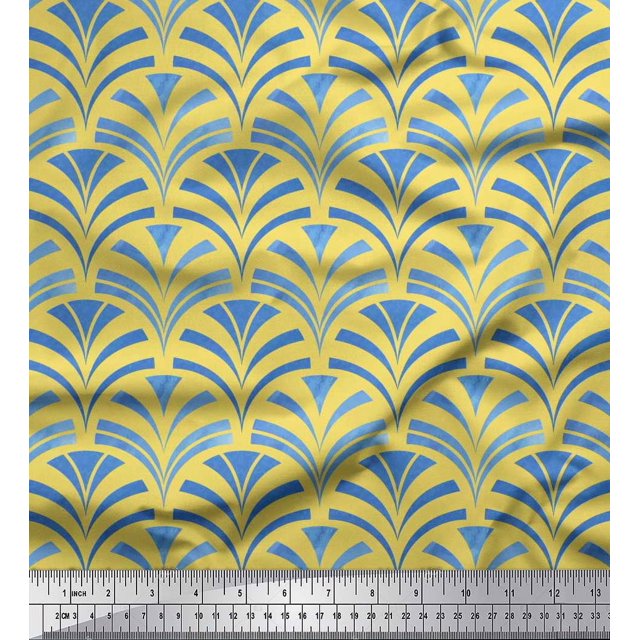 Soimoi Modal Satin Fabric Scales Geometric Printed Craft Fabric by the Yard 42 Inch Wide