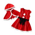 thumbnail image 1 of Robe de Noël pour Filles Noël Automne et Hiver Ensemble Robe Sans Manches pour Enfants Robe à Capuche Ensemble Deux Pièces Robe d'Hiver pour Filles, 1 of 9