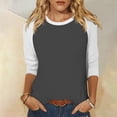 thumbnail image 1 of UPPADA Chandails à Manches 3/4 pour Femmes Mode Tendance Hauts Décontractés Col Rond Chandail Ample Confortable Doux Blouses Grande Taille Coupe Ample T-Shirts Décontractés Vêtements au Coude Hauts à Manches 3/4 pour Femmes Aubaines, 1 of 7