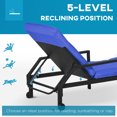 thumbnail image 4 of Outsunny Chaise Longue en Osier, Chaise Longue d'Extérieur en Rotin PE, Chaise de Jardin Inclinable avec Dossier Réglable à 5 Niveaux et 2 Roues, Bleu Foncé, 4 of 10