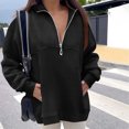 thumbnail image 4 of DPTALR Automne Femmes Décontracté Confortable Fermeture Éclair Poche Manches Longues Col Montant Blouse et Chemise, 4 of 6