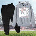 thumbnail image 2 of WEIYLL Outfits for Boys Sets Hooded Football Personality Letter Printed Pants Football Rugby Activity Grey Suits 13-14 Years, 2 of 3