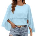thumbnail image 2 of RXIRUCGD Chemisier en Chiffon à Manches Longues et Col Rond pour Femmes, Bleu Ciel, Taille : 2TG, 2 of 8