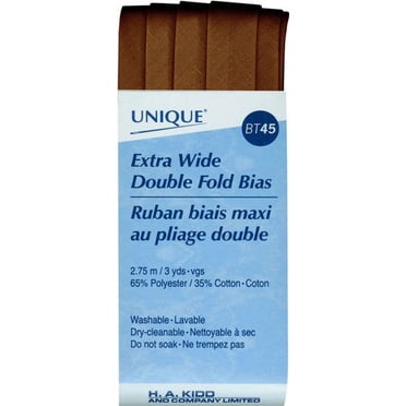 UNIQUE Extra-Wide Double-Fold Bias Tape - polycoton, Mocha, 2.75 m (3.01 yd)