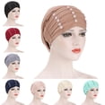 thumbnail image 1 of Women Solid Color Flower Design Hair Cover Muslim Bonnet Turban Hat Hijab Cap, 1 of 7