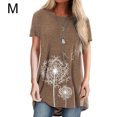 thumbnail image 1 of yingyy T-shirt Femme Imprimé Blouse Décontractée Manches Courtes Col Rond, Bleu, P Café m, 1 of 5