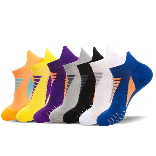Unisex Ankle-Length Athletic Socks for Spring & Summer - Breathable Mesh, Moisture-Wicking Nylon Material, Anti-Skid Shock-Absorbent Design, Patchwork Print Pattern - Ideal for Running, Basketball,