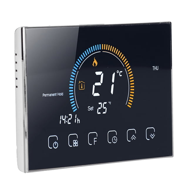 Thermostat Intelligent, Thermostat Écran LCD Rétroéclairé Couleur ABS Programmable à Six Périodes pour la Maison pour Outil de Test BHT-8000GC-Black