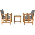 thumbnail image 4 of Patiojoy Ensemble de Conversation Sectionnel d'Extérieur en Bois d'Acacia de 3 Pcs avec Coussins Gris, 4 of 10