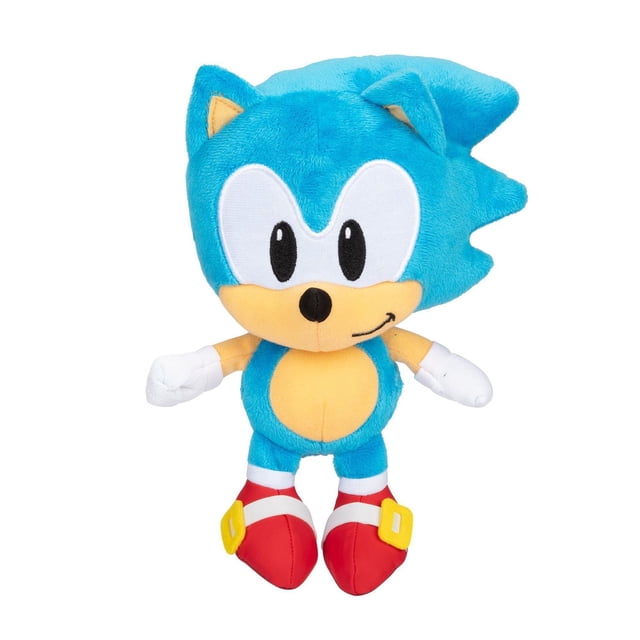 Sonic Peluche de 9 Po - Sonic Mettant en Vedette une Peluche de 9 Po Orientée vers l'Avant des Jeux Vidéo Sonic the Hedgehog, Fabriquée avec un Tissu Doux Bleu et beige, des Gants Blancs et des Chaussures Rouges avec des Boucles Jaunes, Convient pour le Jeu des Enfants Ou l'Exposition dans des collections d'Animaux en Peluche.