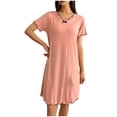 thumbnail image 4 of Timegard Pyjama pour Femme avec Soutien-Gorge Intégré Manches Courtes Col en V à Volants Tenue d'Intérieur Confortable Chemise de Nuit Décontractée, 4 of 5