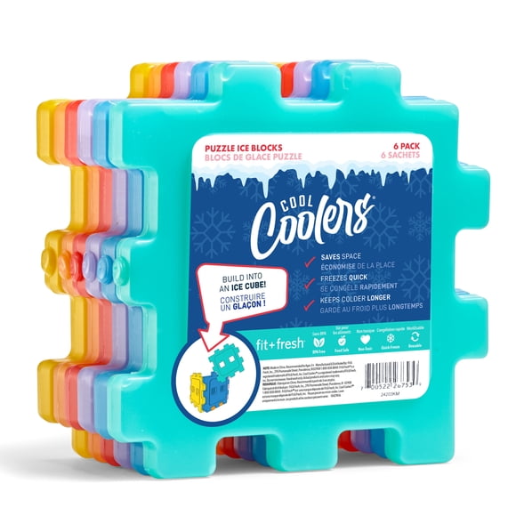 Fit and Fresh Cool Coolers Kids Puzzle Ice 6 pack Medium Size