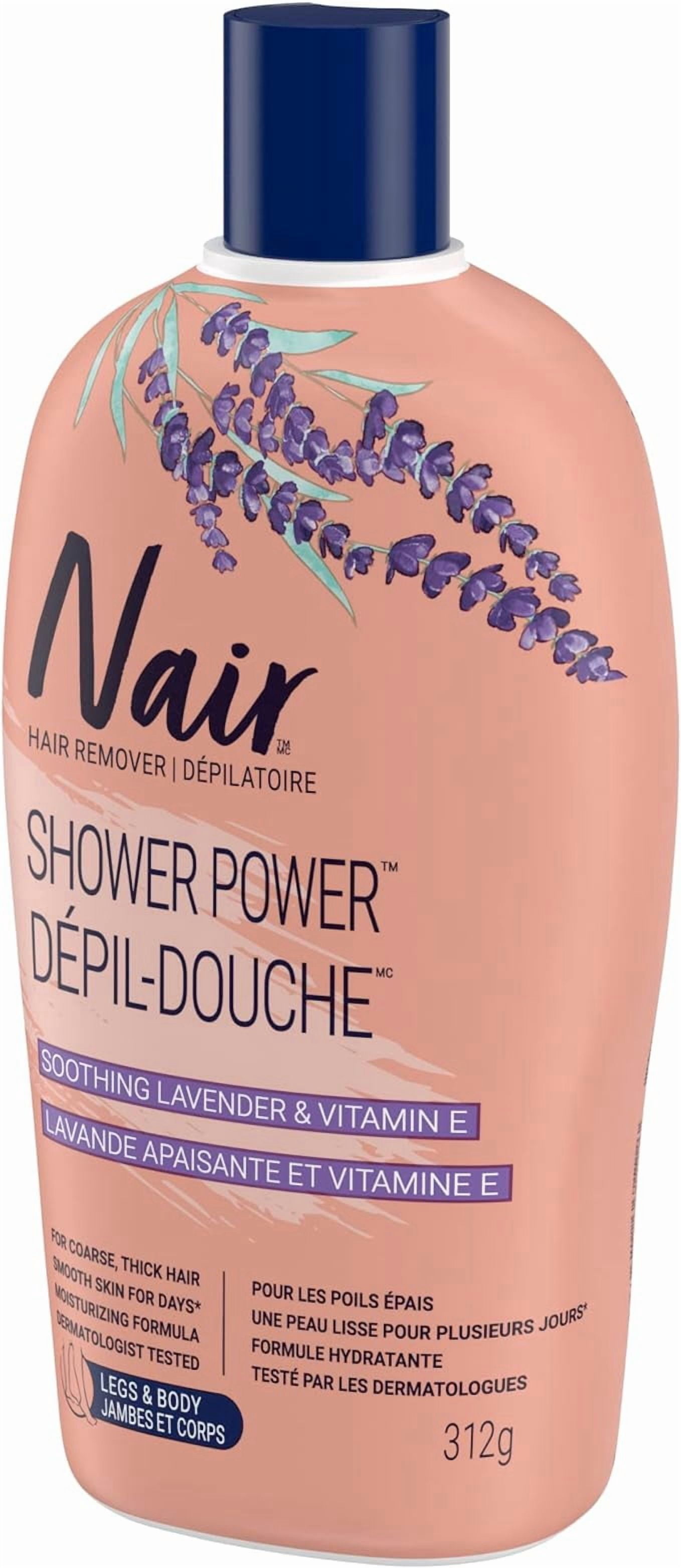 Nair Dépil-Douche Max Pour Forte Pilosité Formule Hydratante Avec Lavande Apaisante Et Vitamine E.