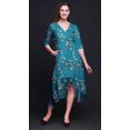 thumbnail image 4 of Bimba Coton Bleu Fleur & Queue d'Épingle Whydah Oiseau Femmes Poche Asymétrique Robe Droite Été Fête Mi-Longue-Petit, 4 of 4