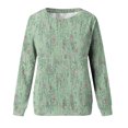thumbnail image 4 of RKSTN Chandails à Manches Longues pour Femmes Mode à Imprimé Floral Décontracté Hauts à Manches Longues à Col Rond Coupe Ample Chandail Blouse, 4 of 4