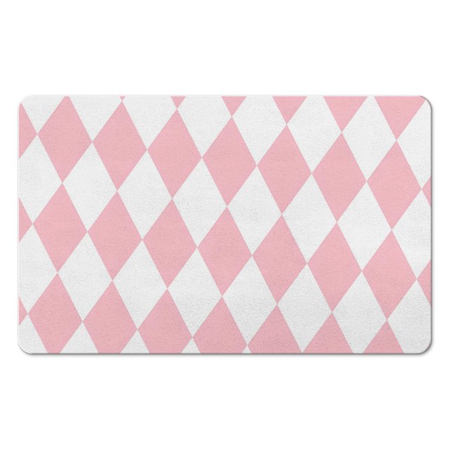 20x32 in Checkered Bathroom Runner Rug - Non-Slip Long Bath Mat, Water Absorbent, Soft Microfiber, Machine Washable, Ideal for Bathtub & Showers.