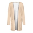 thumbnail image 4 of AherBiu Womens Cardigan Tops Long Sleeve Open Front Mid-Long Outwear with Pockets Spring Clothes, 4 of 5