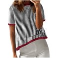 thumbnail image 1 of FAIWAD Womens Summer Tops Oversized Striped Color Block Shirt Crewneck Short Sleeve Trendy Pullover T-Shirts, 1 of 7