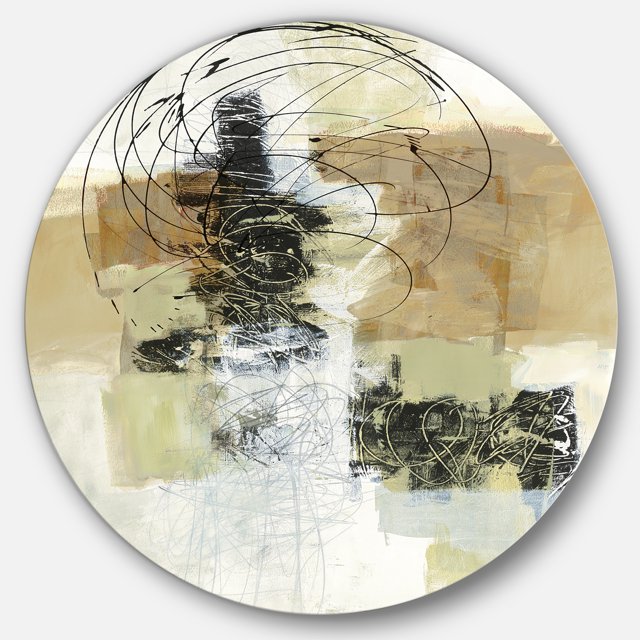 Designart 'Glam Cream Dream I' Glam Metal Circle Wall Art