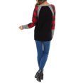 thumbnail image 5 of Women Plaid Stripe Print Colorblock Crew Neck Long Sleeve Pullover Shirt, 5 of 5