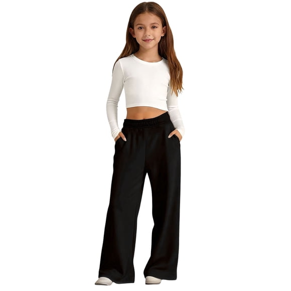 Akiihool Girls Cargo Pants Baby Girls Flare Pants Soft Cotton Toddler Bell Bottom Leggings Infant Clothes (Black,5-6 Years)