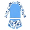 thumbnail image 4 of RXMEKW Swimsuit Set for Girls with Floral Print Two-Piece Beach Swimsuit Long Sleeve Rash Guard and Swim Shorts for Kids and Teens Summer Pool and Ocean, 4 of 5