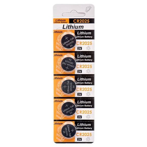 5ct/Pack CR2025 Lithium 3-Volt Button Cell Battery Batteries For Clock, Key Remote Controller, PC mainboard