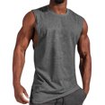 thumbnail image 1 of Men's Grey Sleeveless Tank Tops Crewneck Solid Loose Fit Shirt Workout Sport Shirts Running Tank Tops, 1 of 5