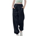 thumbnail image 4 of Girls Linen Pants Pants for Gymnastics Girls Medium And Large Children Casual Girls Solid Color Drawstring Sweatpants, 4 of 6