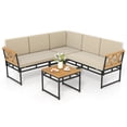 thumbnail image 5 of Gymax Set Of 4 Outdoor Sectional Sofa L-Shaped Metal Conversation Set w/ Cushions, 5 of 5