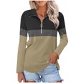 thumbnail image 1 of Plebaso Chemises à Manches Longues pour Femmes à Blocs de Couleur Quart Zip Hauts Décontractés Col Pull Blouses pour Femmes, 1 of 7